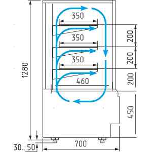 Витрина холодильная Carboma KC70 VV 1,3-1 STANDARD цвет по схеме (стандарт) RAL1015, фото 2