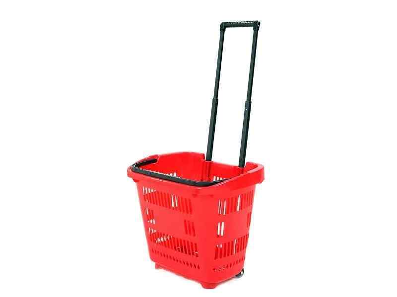 Корзина-тележка EKSI PBT34 на двух колесах, 34 л, красная