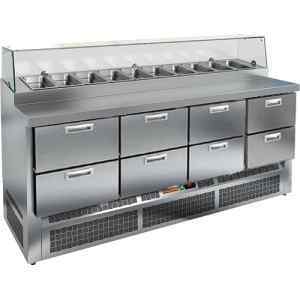 Стол для пиццы HICOLD PZE2-2222/GN (1/6H) СТЕКЛО