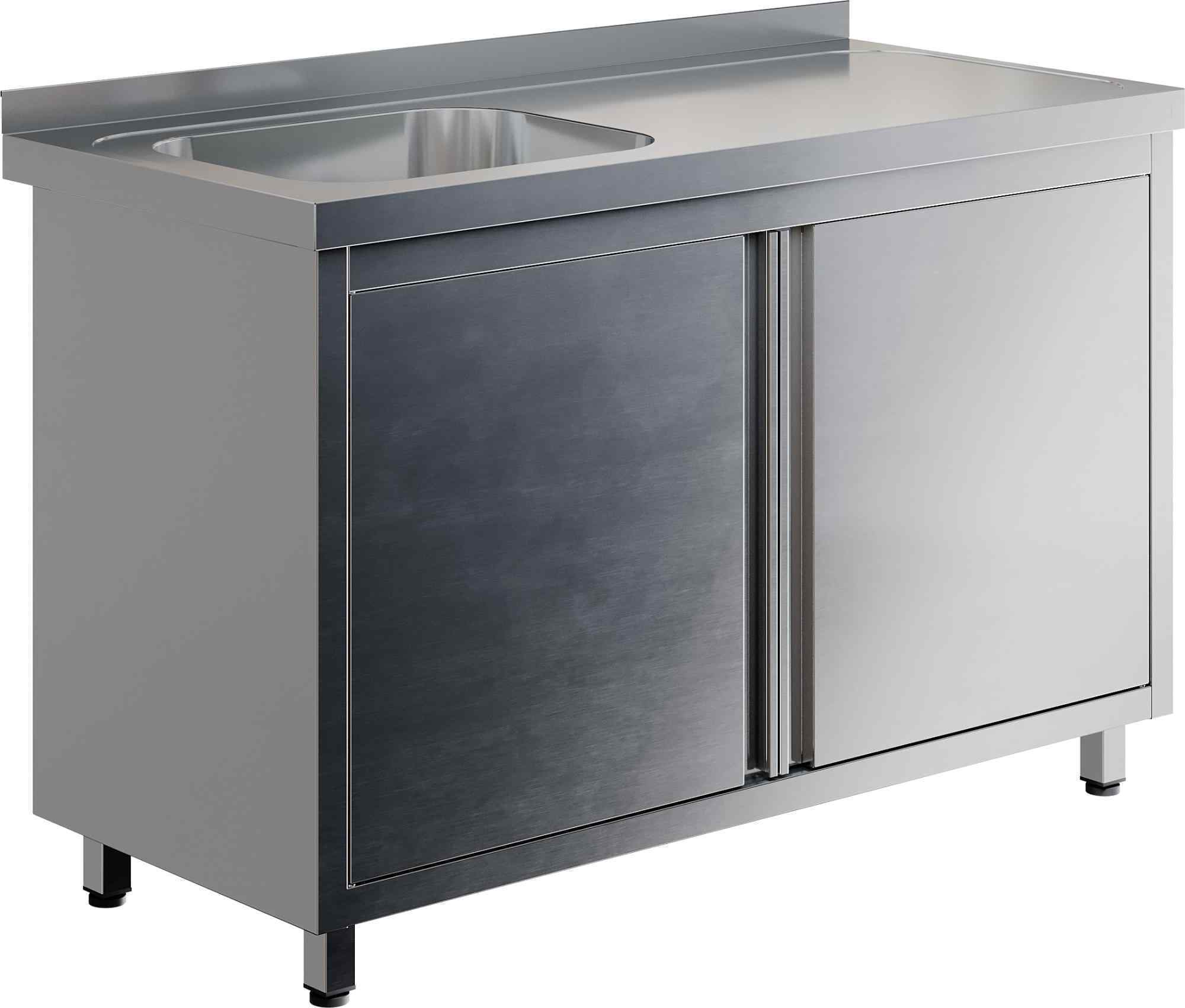 Стол производственный с распашными дверьми RESTOINOX СПЗР1М-18/7-БЛ с моечной ванной