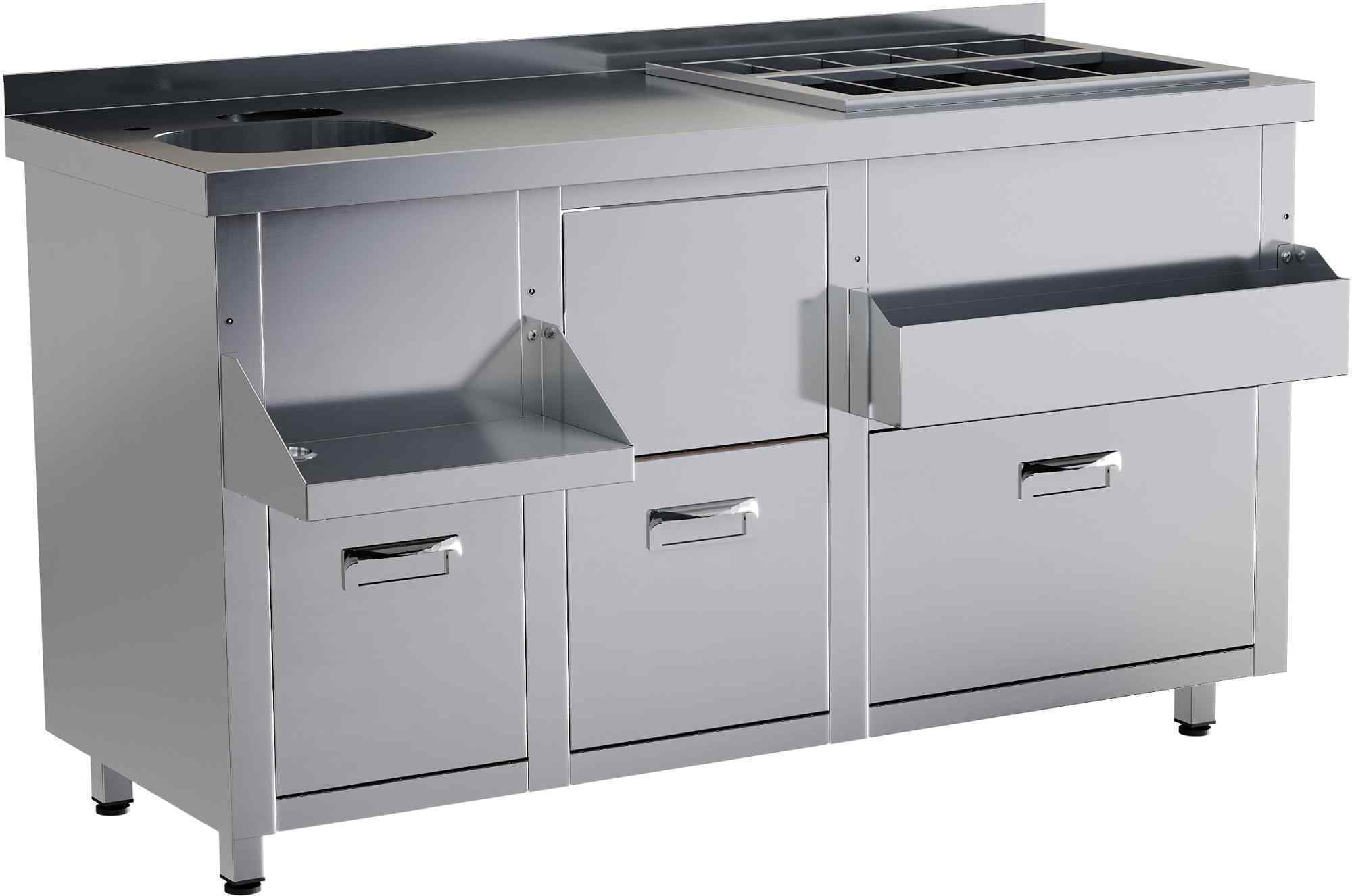 Барная станция RESTOINOX БСЗ1-15/6-05 с ящиками и вертушкой