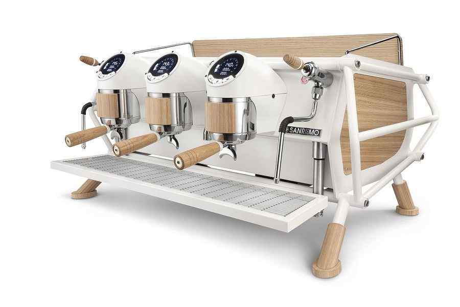 Кофемашина Sanremo Café Racer 3 гр. белая-дерево
